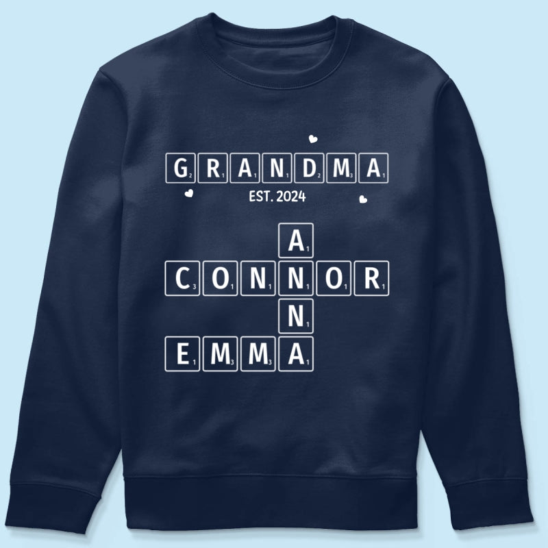 Grandma Grandpa Est. Crossword Art Puzzle Personalized Shirt