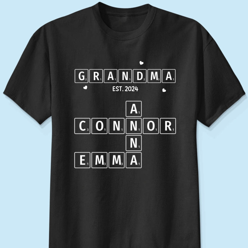 Grandma Grandpa Est. Crossword Art Puzzle Personalized Shirt