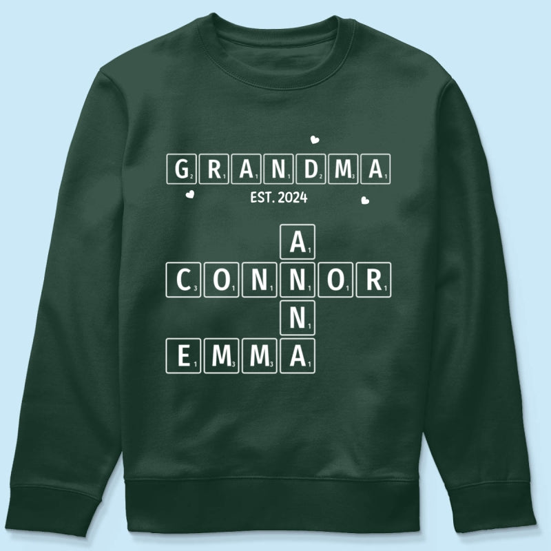 Grandma Grandpa Est. Crossword Art Puzzle Personalized Shirt