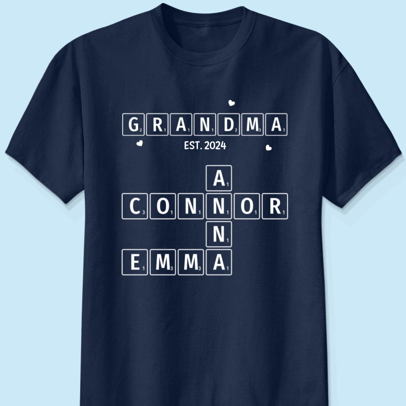 Grandma Grandpa Est. Crossword Art Puzzle Personalized Shirt