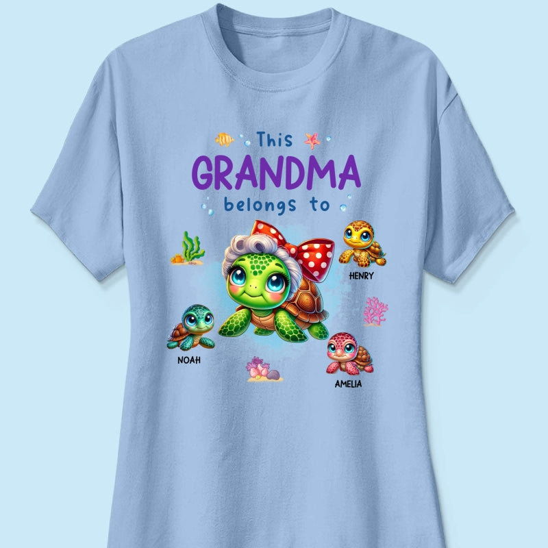Grandma Grandkids Turtle Personalized Shirt, Gift for Grandmas
