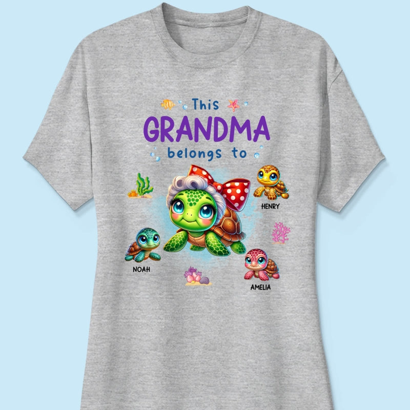 Grandma Grandkids Turtle Personalized Shirt, Gift for Grandmas