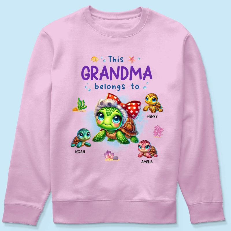 Grandma Grandkids Turtle Personalized Shirt, Gift for Grandmas