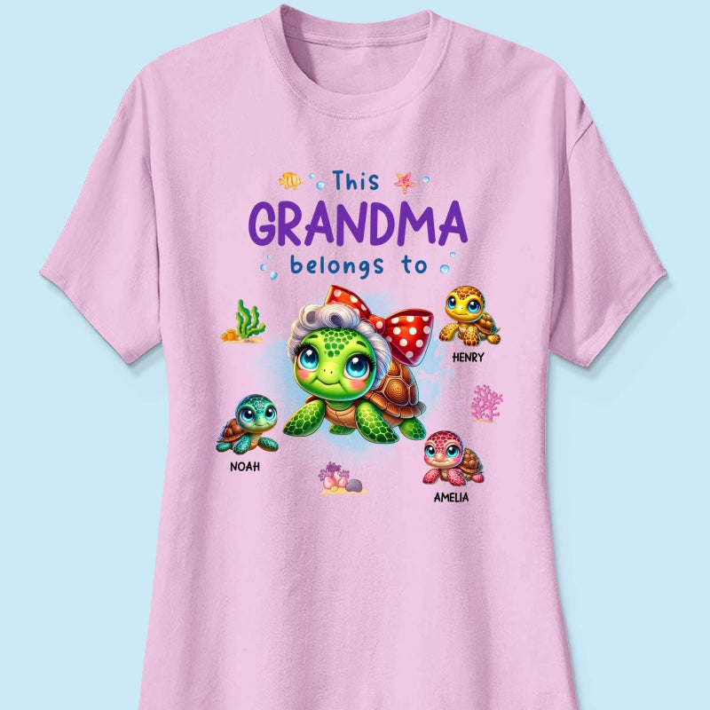 Grandma Grandkids Turtle Personalized Shirt, Gift for Grandmas