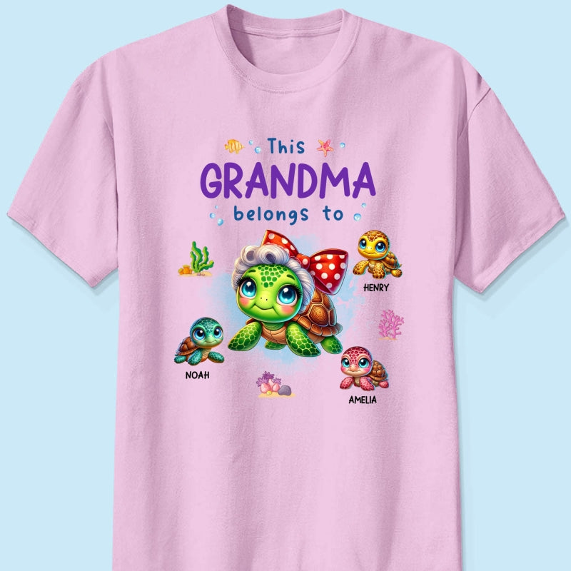Grandma Grandkids Turtle Personalized Shirt, Gift for Grandmas