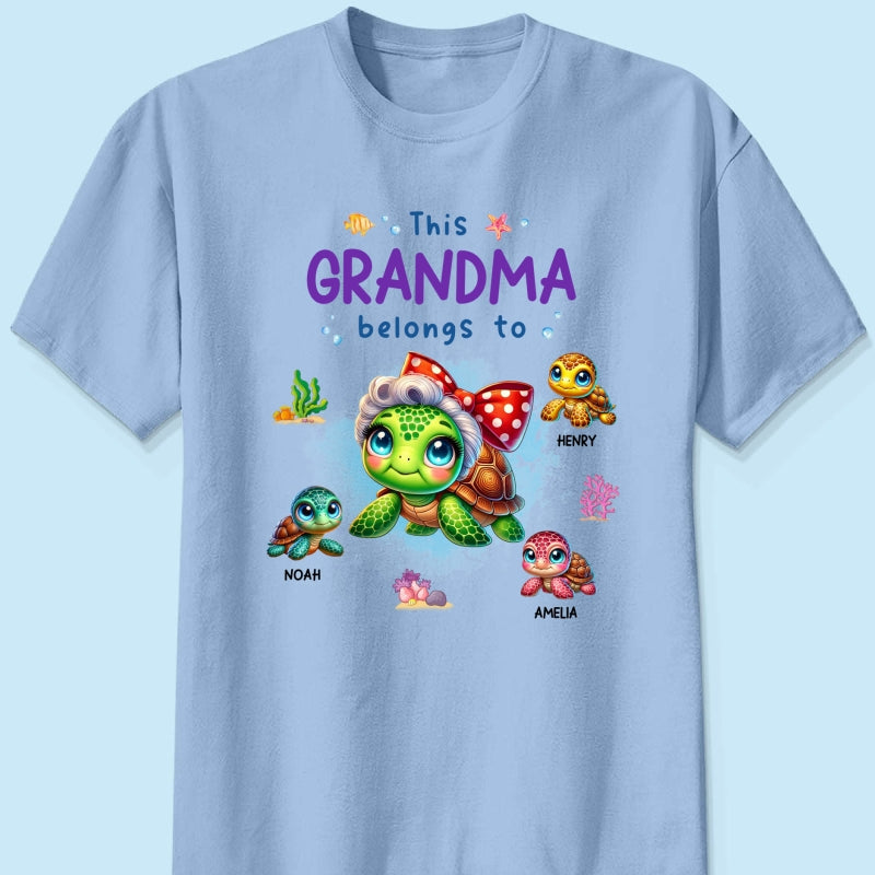 Grandma Grandkids Turtle Personalized Shirt, Gift for Grandmas